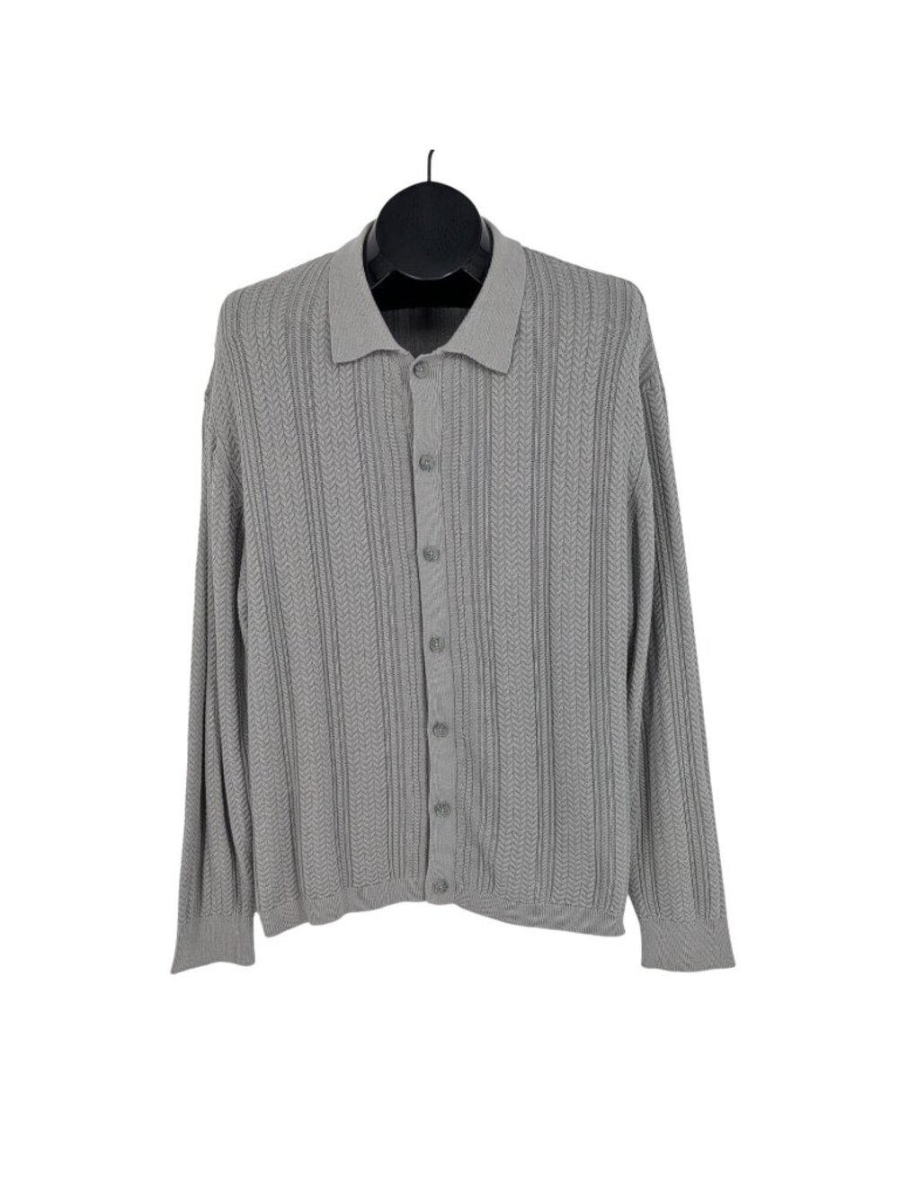 Cable Knit Button Front Sweater Shirt Cardigan Minimalist Y2K Preppy Boho Medium